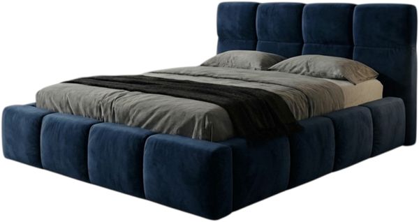 Polsterbett VELUNO 90 x 200 cmmit Matratze und Bettkasten. Farbe: Blau Matratzenhärte: H4 - Hart Bild 3