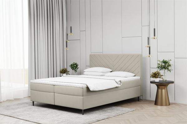 Boxspringbett Schlafzimmerbett BONITA 200x220cm in Stoff Matt Velvet Creme