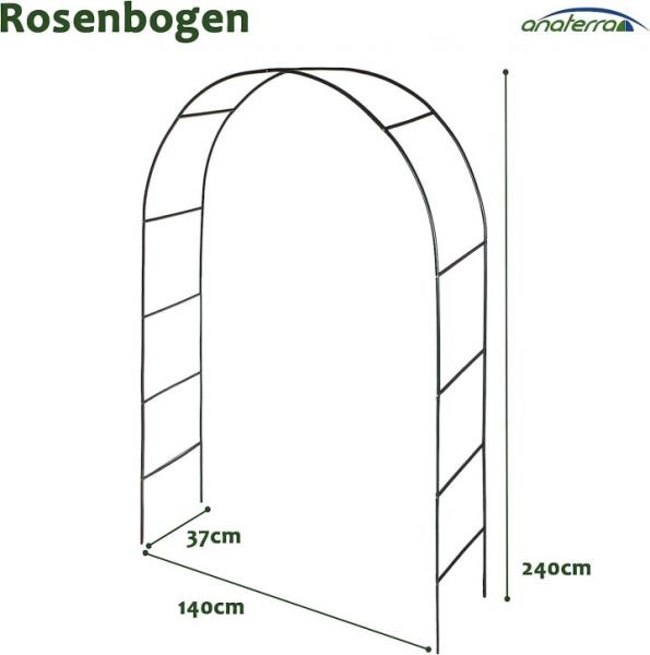 anaterra® Rosenbogen - 2er Set, Freistehend, 240x140x37 cm, Metall - Rankhilfe, Gartenbogen, Rankbogen, Rosenhilfe, Rosen Torbogen, Spalier, Rankgitter für Hochzeit, Garten, Balkon, Kletterpflanzen