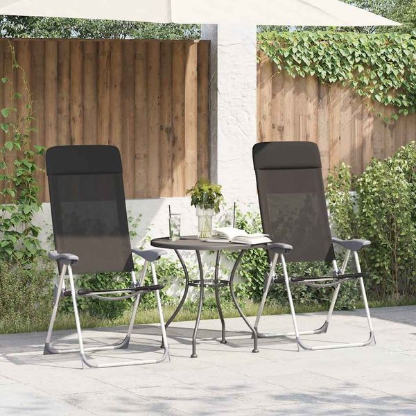 vidaXL Klappbare Campingstühle 2 Stk. Aluminium Schwarz 44305