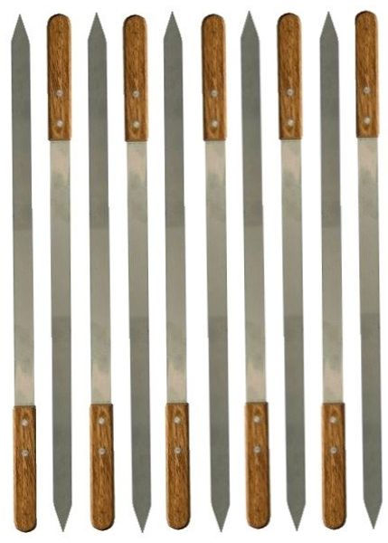 walexo Grillspieß Edelstahl Kebab Adana Grillspieße 600x23x2mm Holzgriff (10-St)