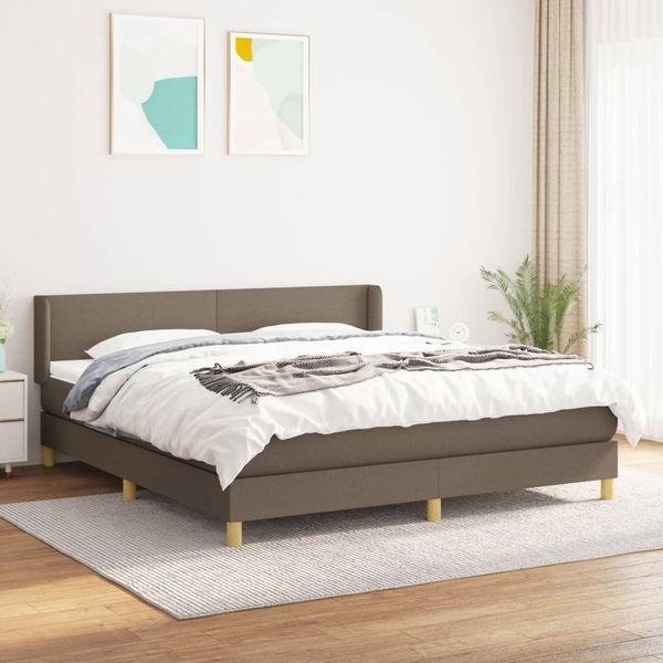vidaXL Boxspringbett mit Matratze Taupe 180x200 cm Stoff 3130133