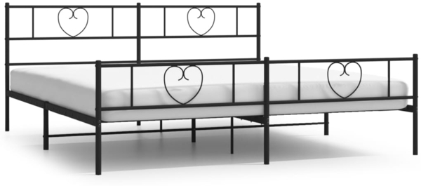 vidaXL Bettgestell mit Kopf- und Fußteil, Metall, Schwarz, 193x203 cm