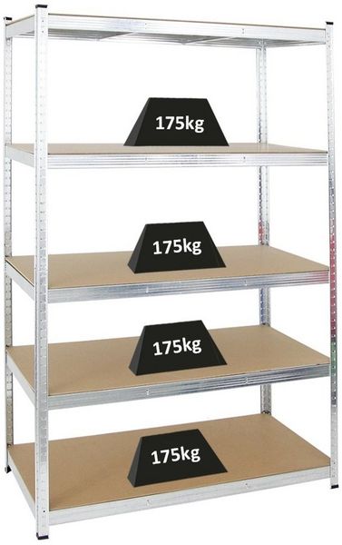 PROREGAL Schwerlastregal Ragnar für Gesamtlast 875kg Maße: 180 x 120 x 60 Verzinkt, Kellerregal, Steckregal, Garagenregal, Lagerregal