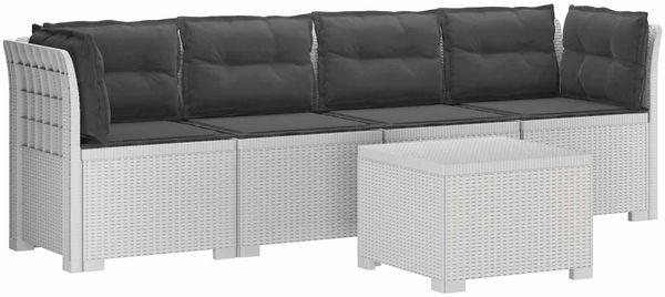 vidaXL 4-Sitzer Gartensofa mit Kissen Rattan Look PP Weiß 3443879