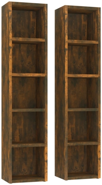 vidaXL CD-Regale 2 Stk. Räuchereiche 21x16x93,5 cm Holzwerkstoff 815318
