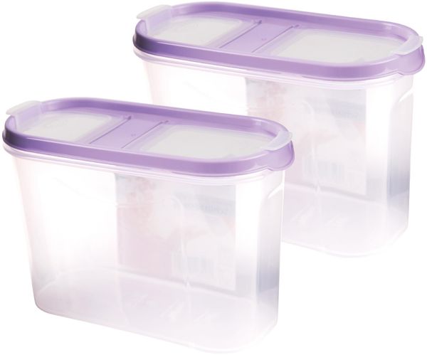 Vorratsdosen mit Deckel 1,4 Liter ( 2er Pack / Lila ), Luftdicht Schüttdose BPA frei, Vorratsbehälter Set - Frischhaltedosen Klappdeckel