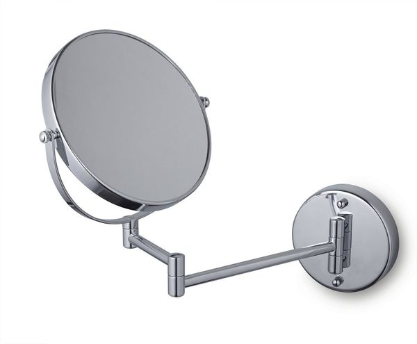 tesa Schminkspiegel schwenkbarer Kosmetikspiegel Visioon - selbstklebend und doppelseitig (Komplett-Set, 1-St, Inkl. Powerkit Montagezubehör - enthält Klebelösung und Adapter), 5-fache Vergrößerung - Wandmontage ohne Bohren - 30 x 48 cm - Silber