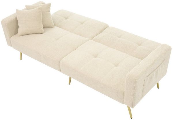 MC Star Schlafsofa Schlafsofa mit Bettfunktion, verstellbarem Winkel, goldenen Beinen, mit Kissen und seitlichen Aufbewahrungstaschen