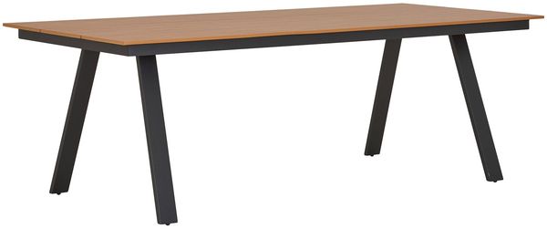 Gartentisch >Toronto< in Teakoptik-natur / Aluminium Schwarz - 220x74x100 (BxHxT)