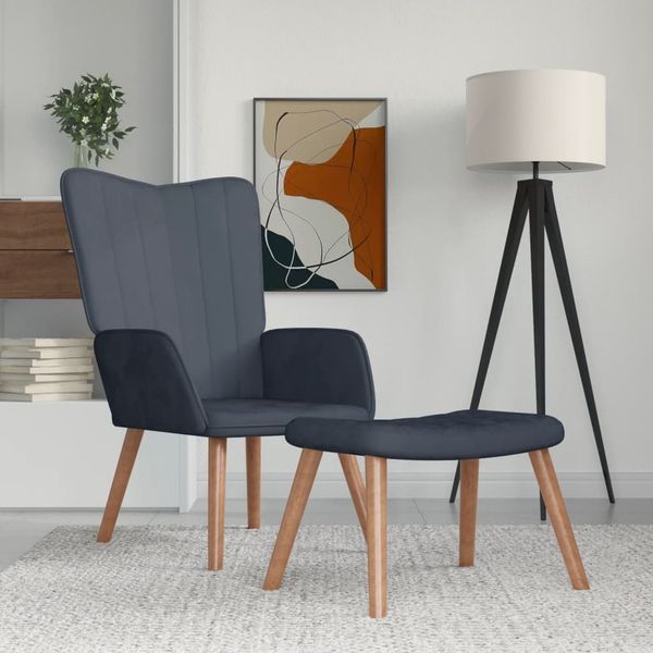 vidaXL Relaxsessel mit Hocker Dunkelgrau Samt [327667]