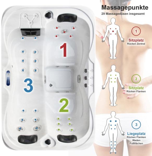 XXL Luxus SPA LED Whirlpool SET 195x127cm Outdoor + Indoor Pool Ozon 3 Personen Bild 6