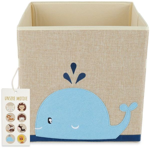 Praktische Spielzeugbox fürs Kinderzimmer, Wal, natur, 33 x 33 x 33 cm, von Bieco
