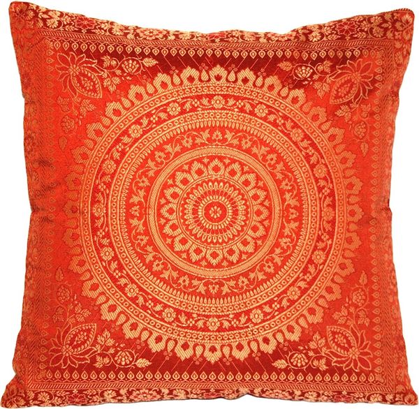 Ruwado Kissenbezug - Handgefertigt Dekokissen aus Indische Banarasi Seide - 40cmx40cm, "Handgewebt und Handgenäht aus Indien"