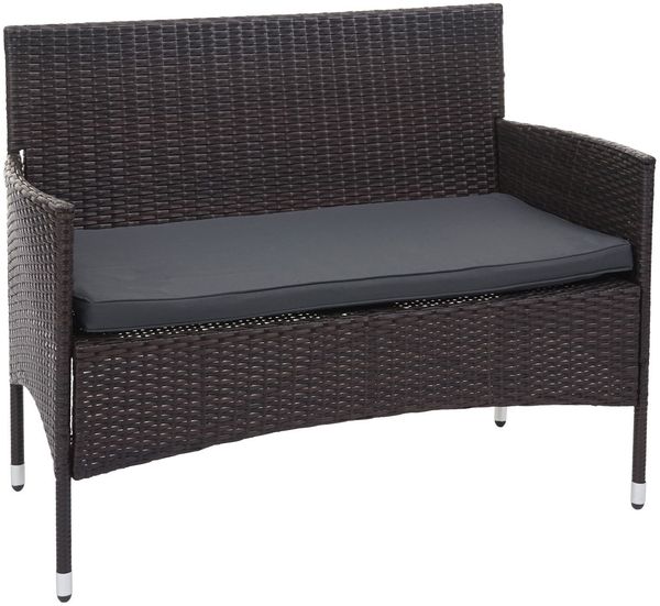 Poly-Rattan Garnitur HWC-F55, Balkon-/Garten-/Lounge-Set Sofa Sitzgruppe ~ braun, Kissen dunkelgrau Bild 4