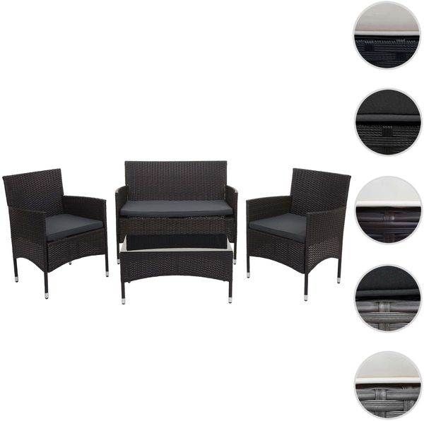 Poly-Rattan Garnitur HWC-F55, Balkon-/Garten-/Lounge-Set Sofa Sitzgruppe ~ braun, Kissen dunkelgrau Bild 9
