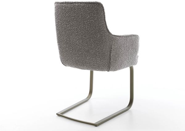 Freischwinger Heira-Flex mit Armlehnen Bouclé Silbergrau Freischwinger flach Effektfinish Titan Taschenfederkern Bild 5