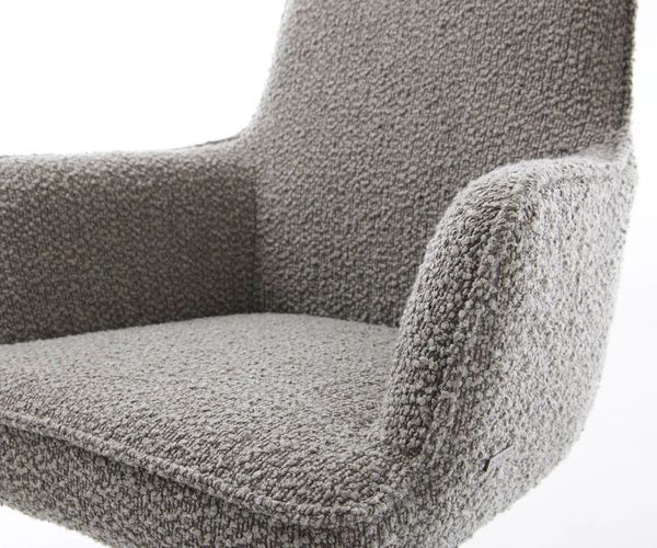 Freischwinger Heira-Flex mit Armlehnen Bouclé Silbergrau Freischwinger flach Effektfinish Titan Taschenfederkern Bild 4