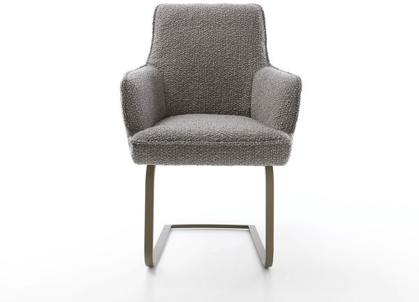 Freischwinger Heira-Flex mit Armlehnen Bouclé Silbergrau Freischwinger flach Effektfinish Titan Taschenfederkern Bild 2