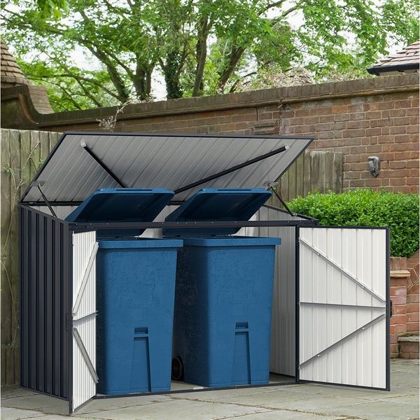 COSTWAY Mülltonnenbox (1 St), Gerätehaus, Geräteschuppen, für 2 x 120L Mülltonnen