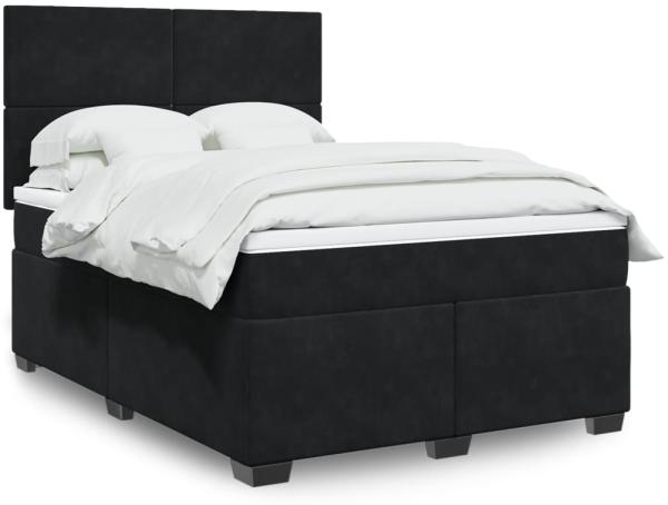 vidaXL Boxspringbett mit Matratze Schwarz 140x190 cm Samt 3290902