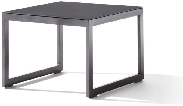 Sieger 602/G Loungetisch mit lackierter Glasplatte, Aluminium Eisengrau 60 x 44 x 60 cm