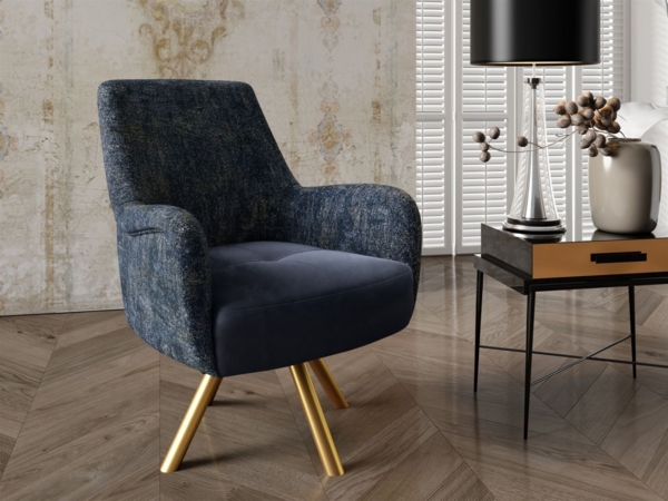 Sessel Drehsessel VALERIE in Stoff Touch Me und Elisa Velvet Dunkelblau