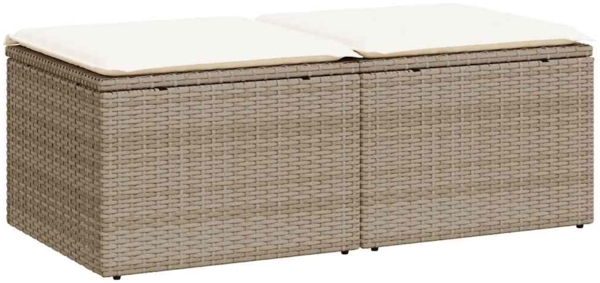 vidaXL 2-tlg. Garten-Sofagarnitur mit Kissen Beige Poly Rattan Akazie 3328681