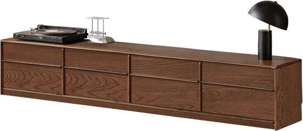 Massiver Tulpenholz-Couchtisch mit Travertin-Sintersteinplatte, Mid-Century Modern Design, Wohnzimmertisch mit Massivholzgestell