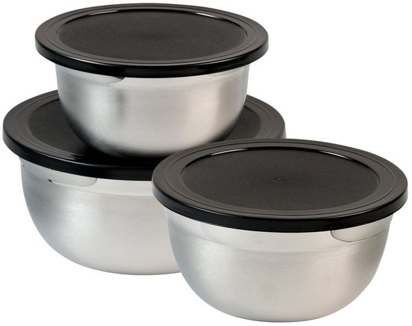 KESPER® Servierschüssel 3er Set, Rührschüssel, mit Deckel, Edelstahl, (Set, 3-tlg), mit Deckel