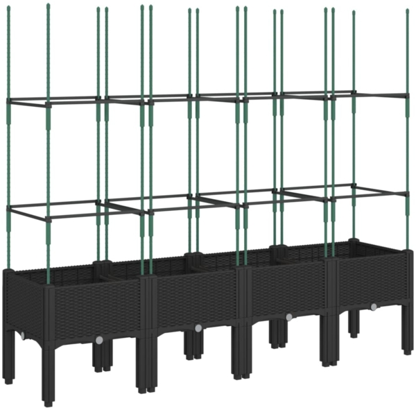 vidaXL Pflanzkübel mit Rankgitter Schwarz 160x40x142,5 cm PP 367963