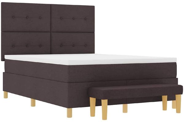vidaXL Boxspringbett mit Kopfteil Dunkelbraun 190 x 140 cm Stoff 3344299 Bild 7