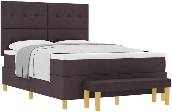 vidaXL Boxspringbett mit Kopfteil Dunkelbraun 190 x 140 cm Stoff 3344299 Bild 2