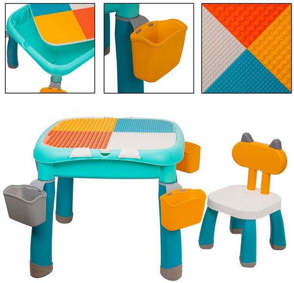 COIL Kindersitzgruppe Kindertischgruppe Kinderstuhl Kindertisch Kindermöbel, Material: PP+ABS, 2in1 – Blöcke oder Zeichnung