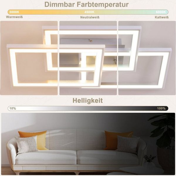 Nettlife LED Deckenleuchte 35/45W /Dimmbar mit Fernbedienung RGB Farbwechsel, RGB Farbwechsel, LED fest integriert, für Wohnzimmer Küche Flur 45W