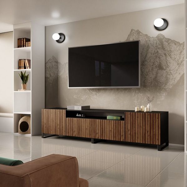 Beautysofa TV-Schrank Modernes RTV-Kabinett mit gefrästen Lamellen-Fronten MIO B:200/H:53/T:41cm