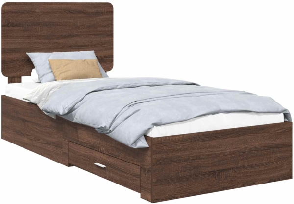 vidaXL Bettrahmen Braun Eichen-Optik 90x190 cm Holzwerkstoff 3412843