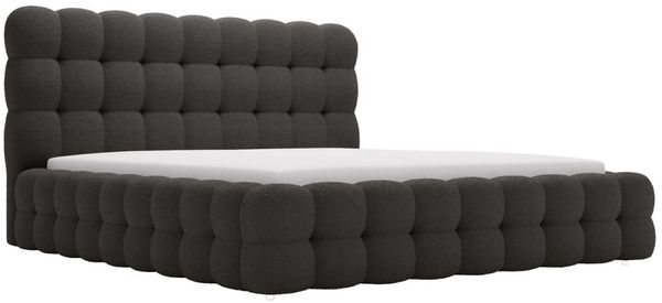 GRAINGOLD Twist Polsterbett 140x200, Doppelbett mit Bettkasten und Lattenrost, Bouclé-Stoff, Schwarz Bild 2
