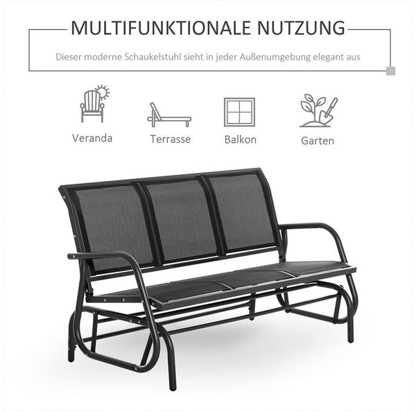 XDeer Gartenbank 3-Sitzer Gartenbank als Gartenschaukel Schaukelstuhl Sitzbank, Parkbank 151x75x85cm Schwarz