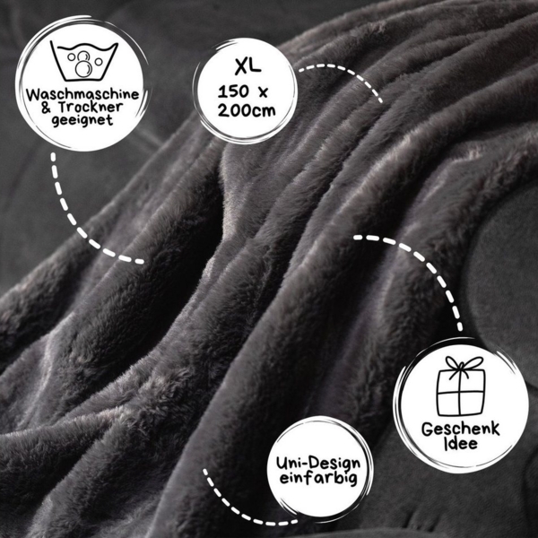 Wohndecke ELIANE, REALLaxx, flauschige XL Sofadecke 150x200cm, große Kunstfell Kuscheldecke Bild 2