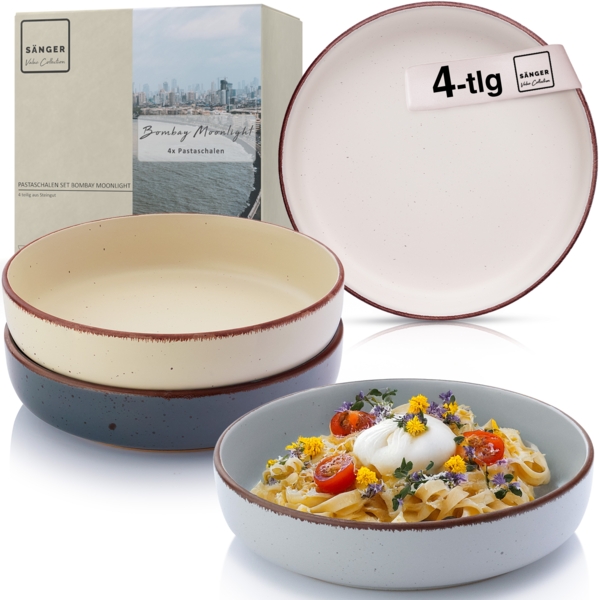 SÄNGER Steingut Pastaschalen Bombay Moonlight 4 teilig