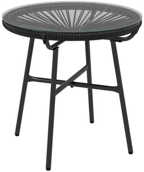 MC Star Gartentisch Gartentisch Boho-Stil Outdoor Beistelltisch. PE-Rattan (gehärtetes Glas. wetterbeständig. 50 x 50 x 50 cm. Schwarz)
