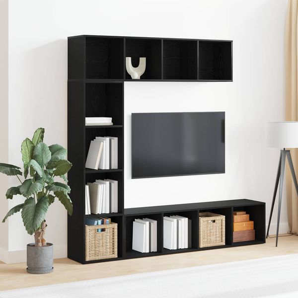 vidaXL Bücherregal 3 pcs Schwarz Eichen-Optik 36 x 30 x 143 cm 3333046