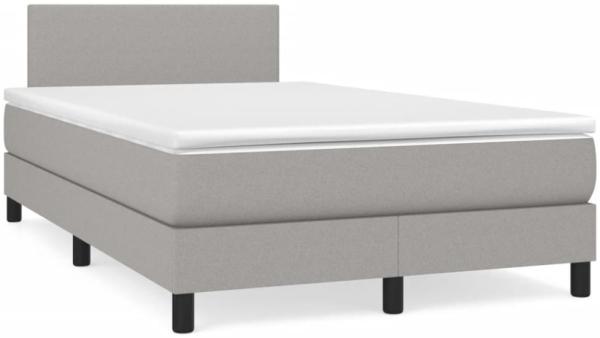 vidaXL Boxspringbett mit Matratze, Stoff, Hellgrau, 120 x 190 cm, H2