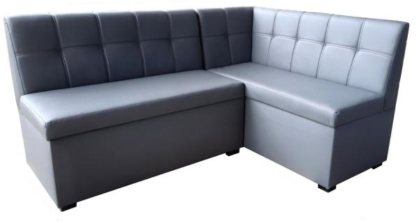 Rodnik Eckbank "Komo", Sitzbank, Grau, gepolstert, kurzer Schenkel Rechts, Kunstleder, Stauraum, Truhenbank, 167cmx121cm