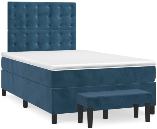 vidaXL Boxspringbett mit Matratze Dunkelblau 120x200 cm Samt 3138077