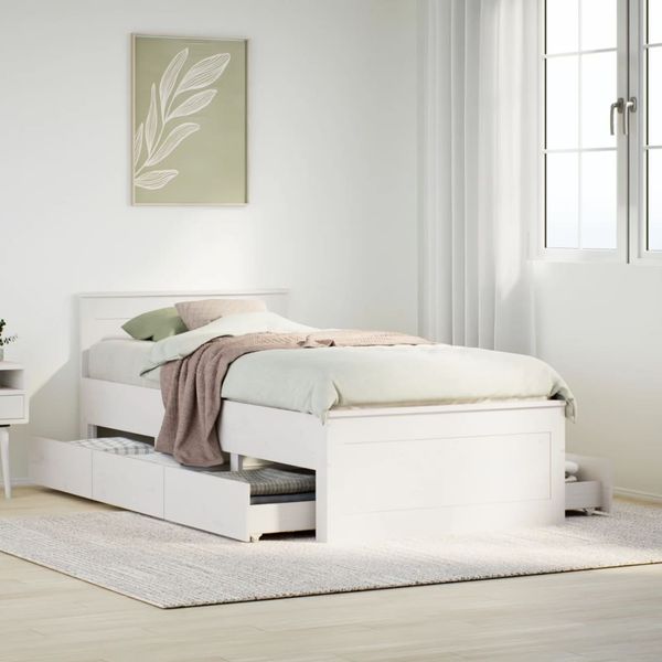 vidaXL Massivholzbett ohne Matratze mit Kopfteil Weiß 90x190 cm 3308787