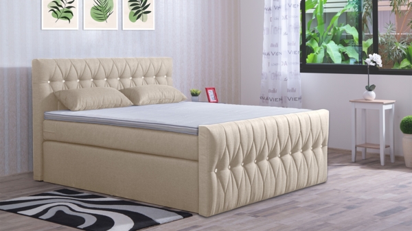 Meisterbetten Boxspringbett Cool 240x200 in WT-Beige, Matratzenbezug Nano, Komfortschaum-Topper Bild 3