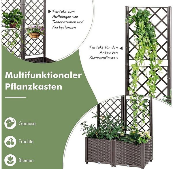 KOMFOTTEU Blumenkasten Hochbeet mit Rankgitter, für Kletterpflanzen & Topfpflanzen Bild 2