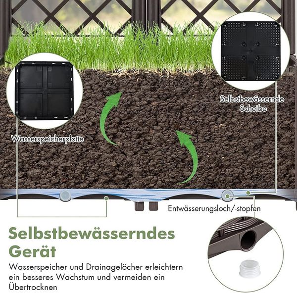 KOMFOTTEU Blumenkasten Hochbeet mit Rankgitter, für Kletterpflanzen & Topfpflanzen Bild 3